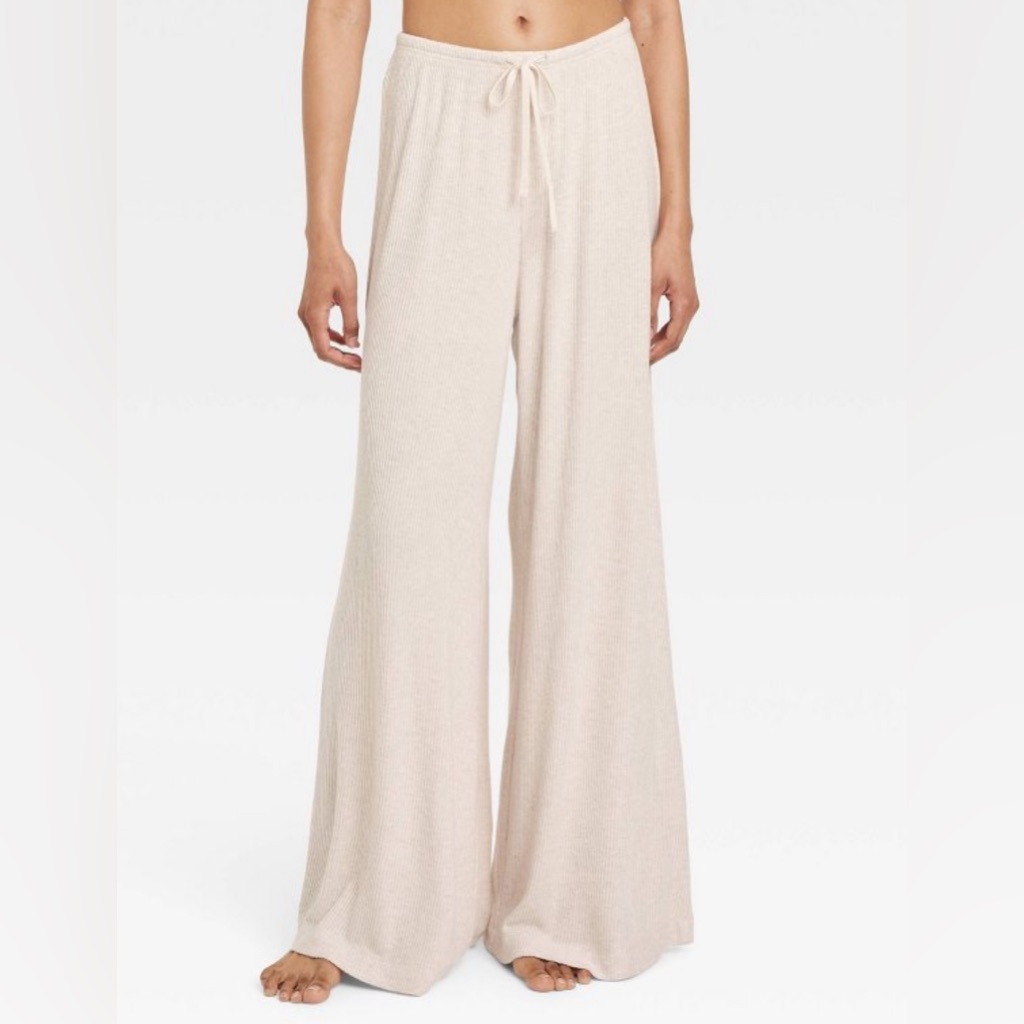 Women's Auden Cozy Ribbed Wide Leg Pants - Auden Oatmeal S